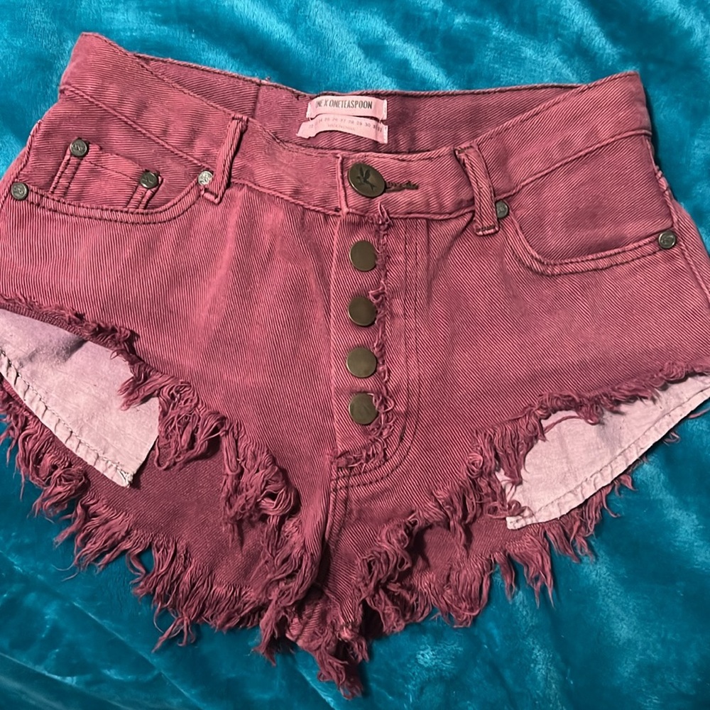 Frayed maroon/ wine color One Teaspoon shorts